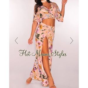 Blush Floral Wrap Maxi Two Piece Set